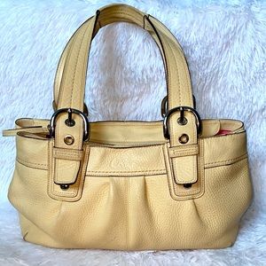 COACH Large Soho Pleated Ivory Cream Leather